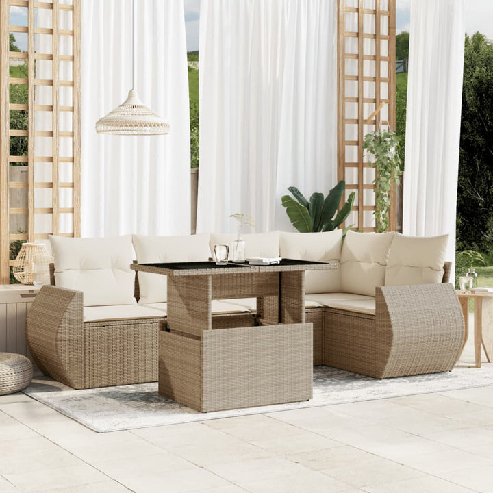 Set Mobilier De Grădină Cu Perne, 6 Piese, Negru, Poliratan