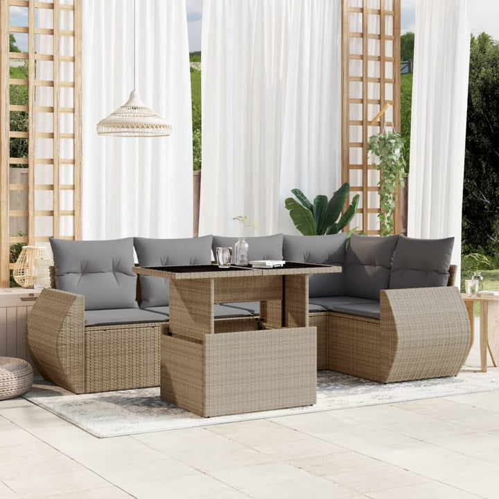 Set Mobilier De Grădină Cu Perne, 6 Piese, Negru, Poliratan