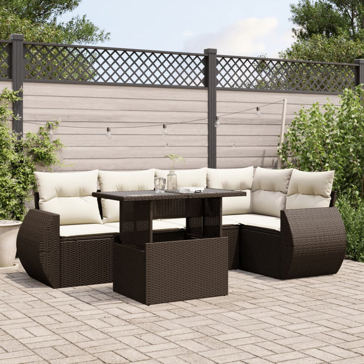 Set Mobilier De Grădină Cu Perne, 6 Piese, Negru, Poliratan