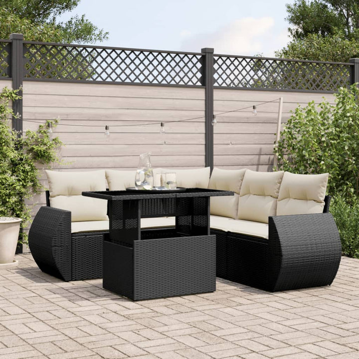 Set Canapele De Grădină Cu Perne, 6 Piese, Bej, Poliratan