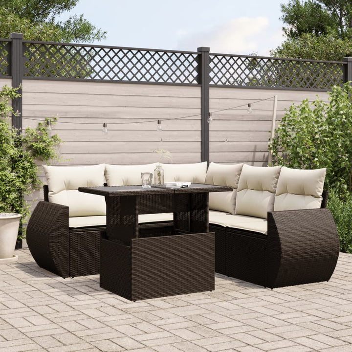 Set Canapele De Grădină Cu Perne, 6 Piese, Bej, Poliratan