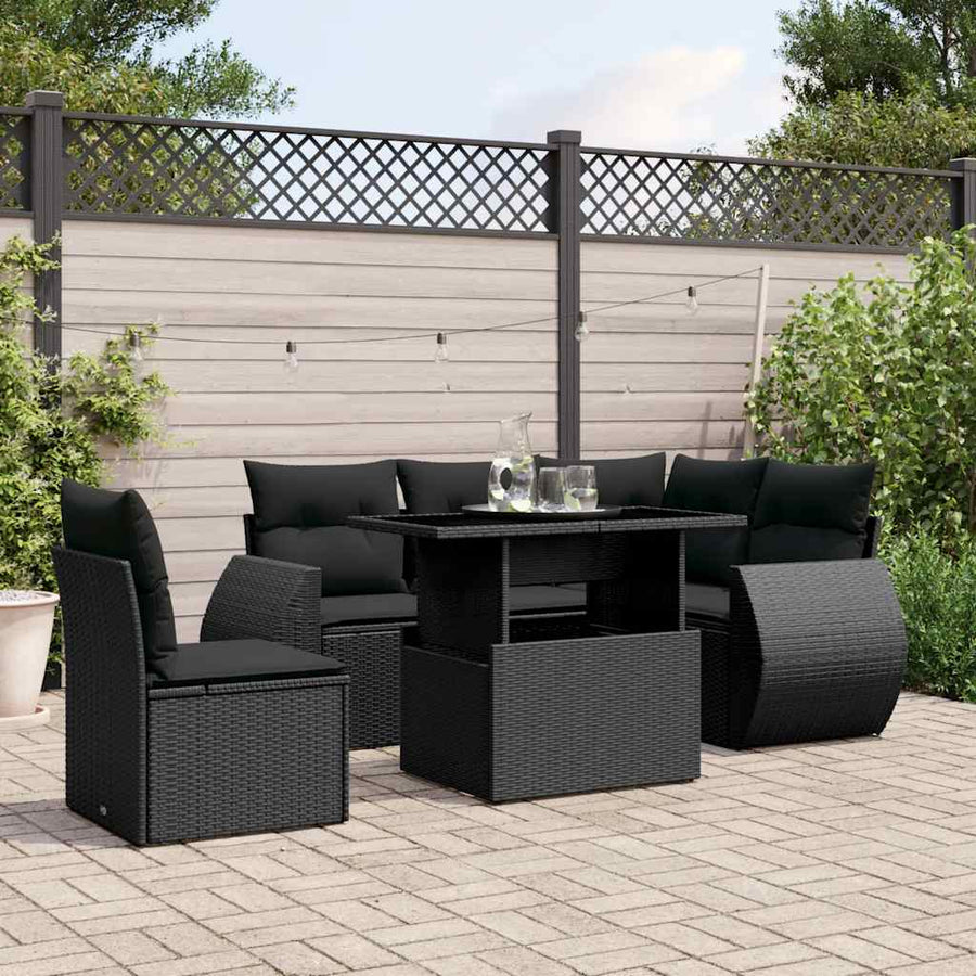 Set Mobilier De Grădină Cu Perne, 6 Piese, , Poliratan