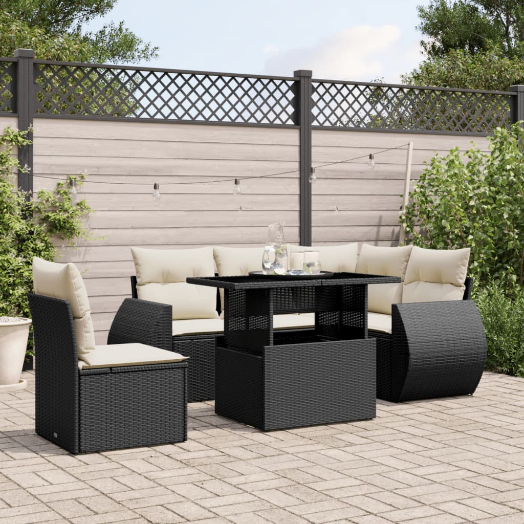 Set Mobilier De Grădină Cu Perne, 6 Piese, , Poliratan