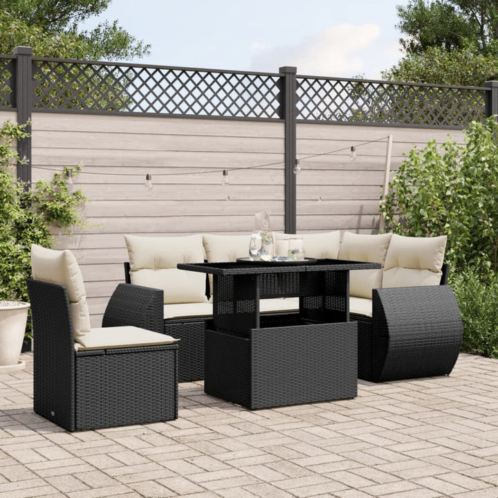 Set Mobilier De Grădină Cu Perne, 6 Piese, , Poliratan