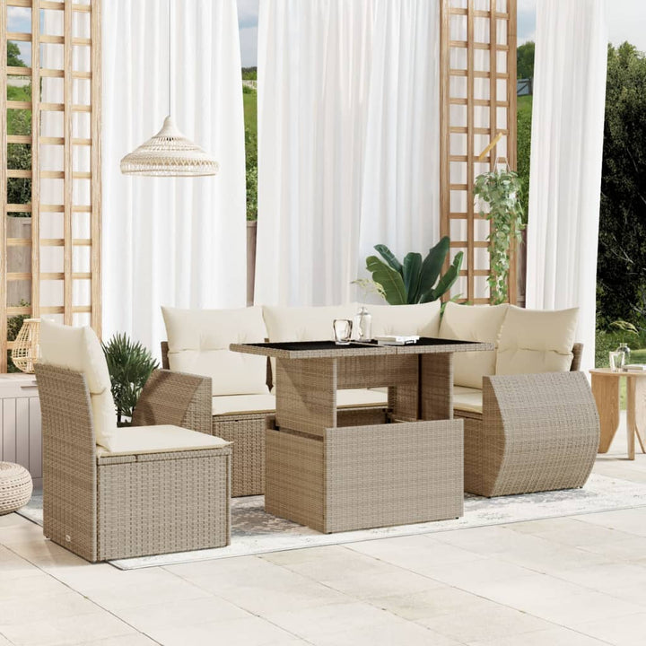Set Mobilier De Grădină Cu Perne, 6 Piese, , Poliratan