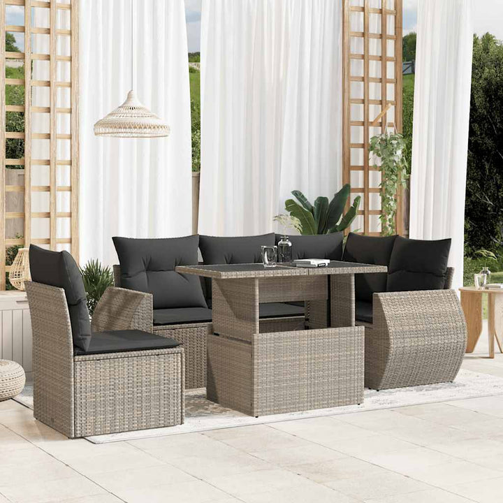 Set Mobilier De Grădină Cu Perne, 6 Piese, , Poliratan