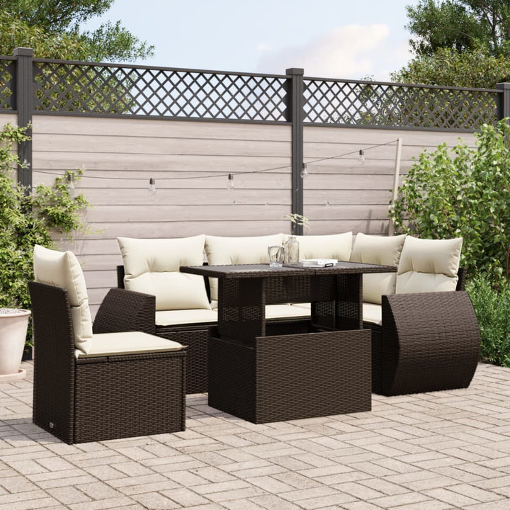 Set Mobilier De Grădină Cu Perne, 6 Piese, , Poliratan
