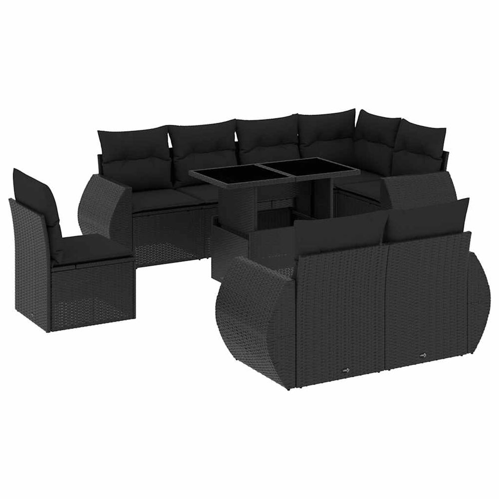 Set Mobilier De Grădină Cu Perne, 9 Piese, , Poliratan