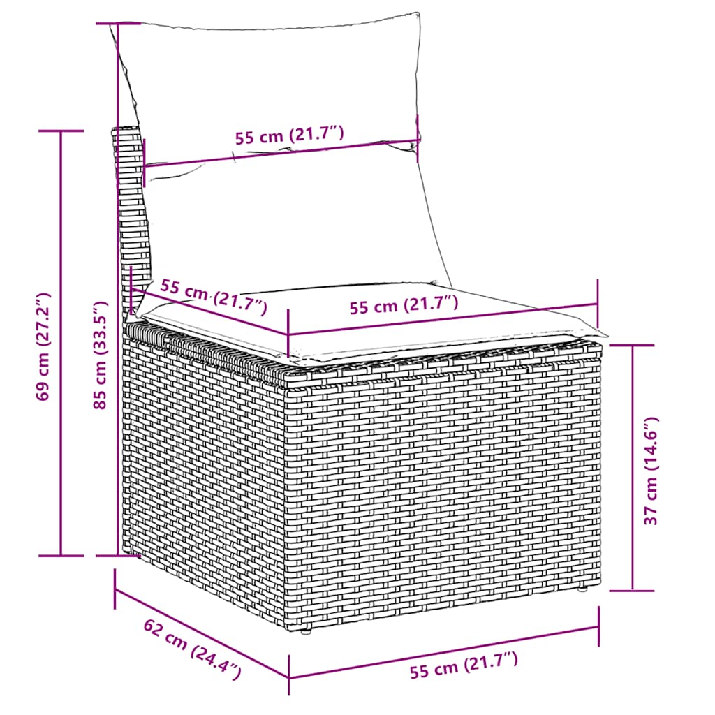 Set Mobilier De Grădină Cu Perne, 9 Piese, , Poliratan