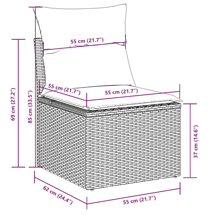Set Mobilier De Grădină Cu Perne, 9 Piese, , Poliratan