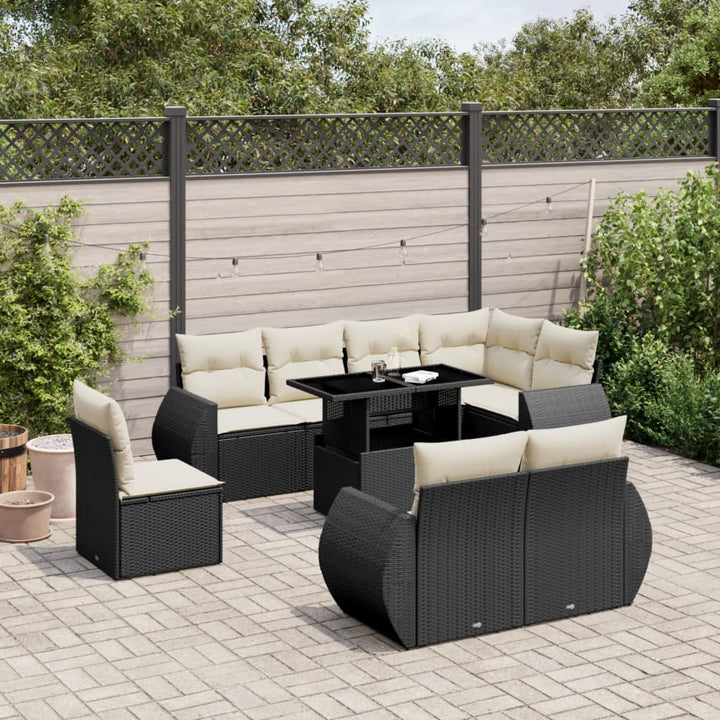Set Mobilier De Grădină Cu Perne, 9 Piese, , Poliratan