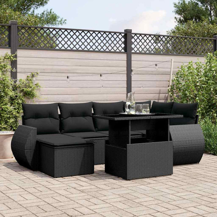 Set Canapele De Grădină, 7 Piese, Cu Perne, Bej, Poliratan