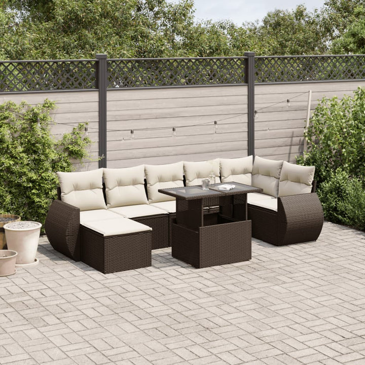 Set Mobilier De Grădină Cu Perne, 8 Piese, Negru, Poliratan