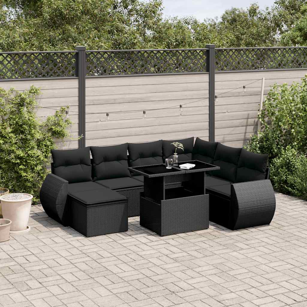 Set Canapele De Grădină Cu Perne, 8 Piese, , Poliratan