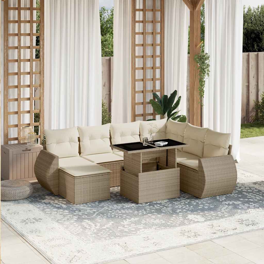 Set Canapele De Grădină Cu Perne, 8 Piese, , Poliratan