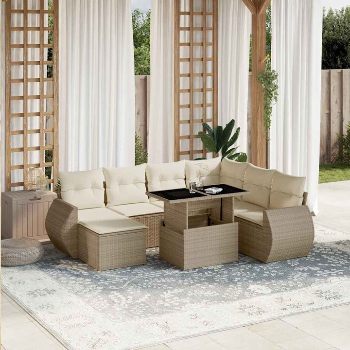 Set Canapele De Grădină Cu Perne, 8 Piese, , Poliratan