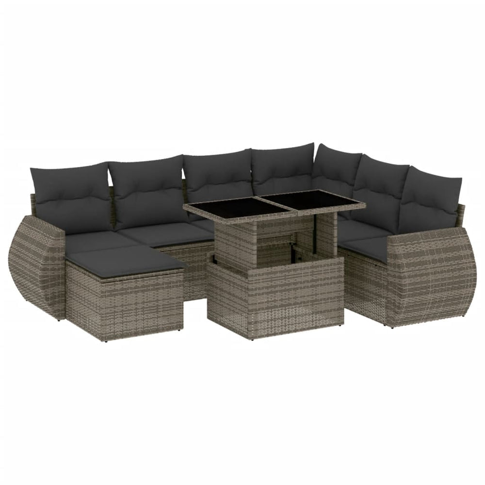 Set Canapele De Grădină Cu Perne, 8 Piese, , Poliratan