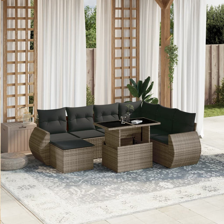 Set Canapele De Grădină Cu Perne, 8 Piese, , Poliratan