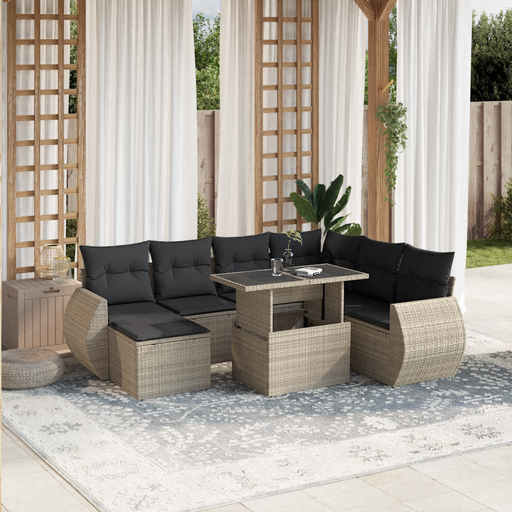 Set Canapele De Grădină Cu Perne, 8 Piese, , Poliratan