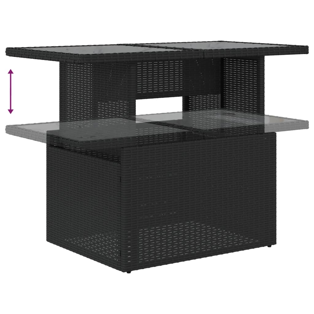 Set Canapele De Grădină Cu Perne, 10 Piese, Negru, Poliratan