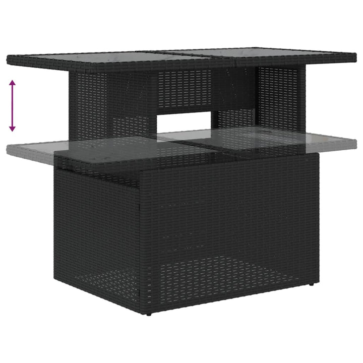 Set Canapele De Grădină Cu Perne, 10 Piese, Negru, Poliratan