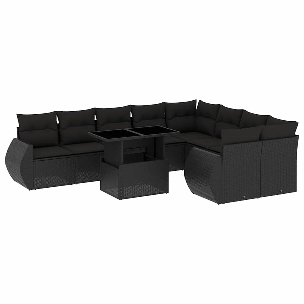 Set Canapele De Grădină Cu Perne, 10 Piese, , Poliratan