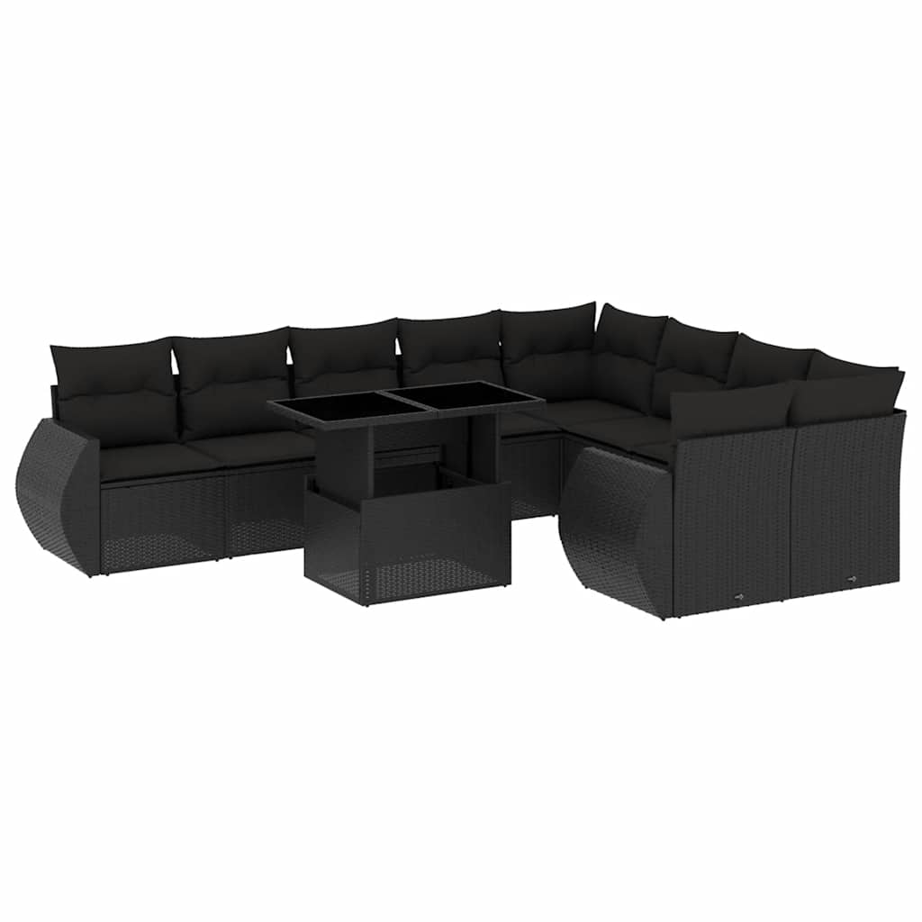 Set Canapele De Grădină Cu Perne, 10 Piese, , Poliratan