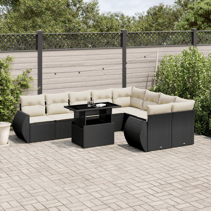 Set Canapele De Grădină Cu Perne, 10 Piese, , Poliratan