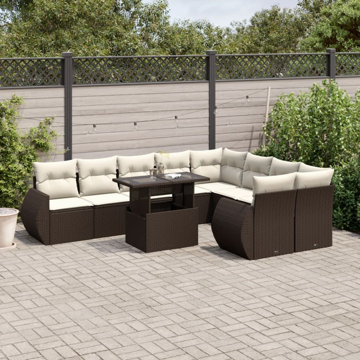 Set Canapele De Grădină Cu Perne, 10 Piese, , Poliratan