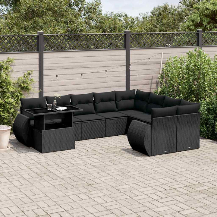 Set Canapele De Grădină Cu Perne, 10 Piese, Bej, Poliratan