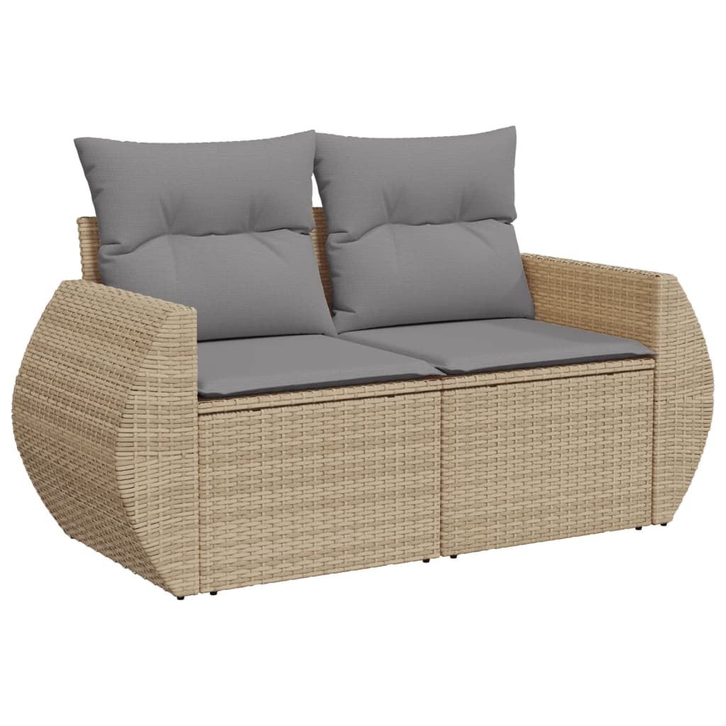 Set Canapele De Grădină Cu Perne, 10 Piese, Bej, Poliratan