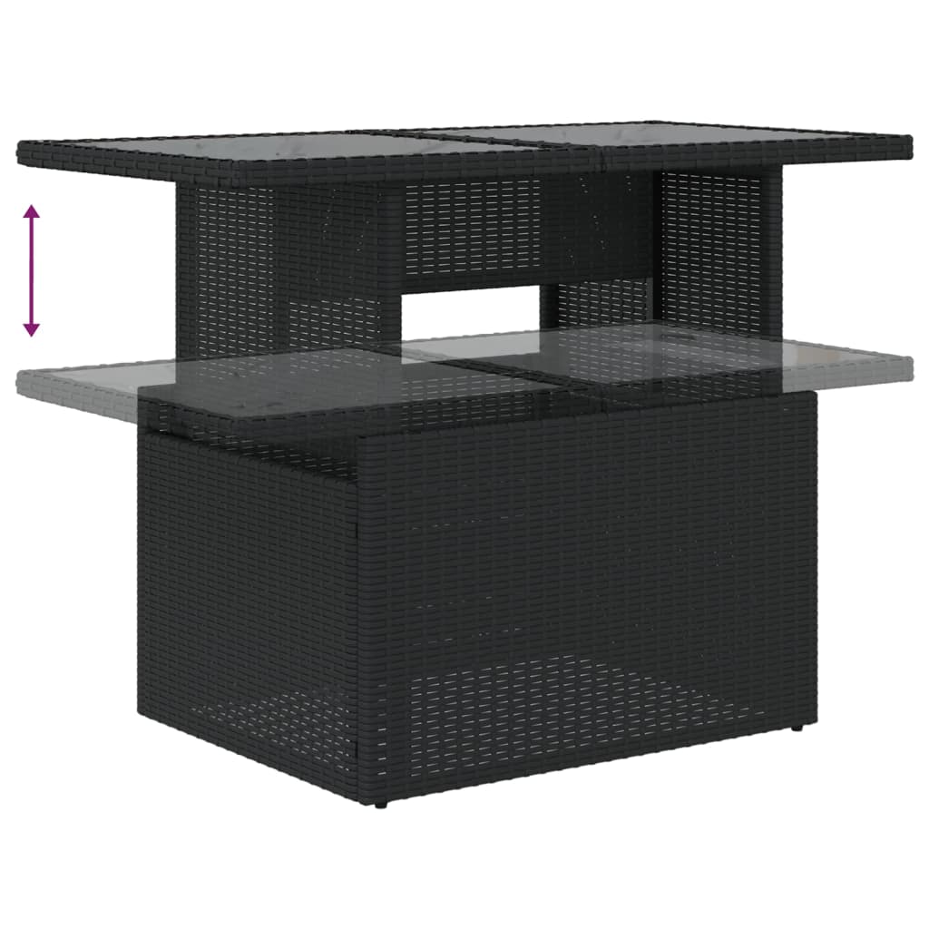 Set Canapele De Grădină Cu Perne, 11 Piese, Negru, Poliratan