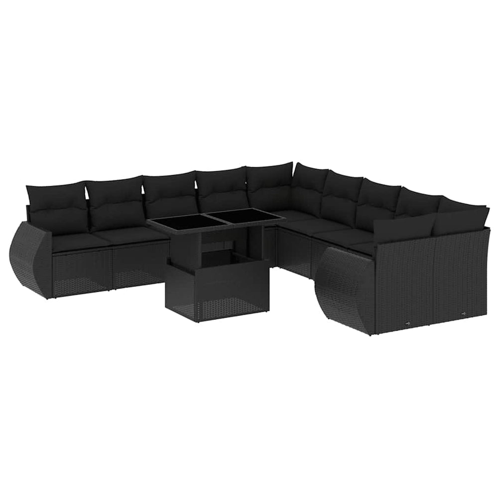 Set Canapele De Grădină Cu Perne, 11 Piese, , Poliratan