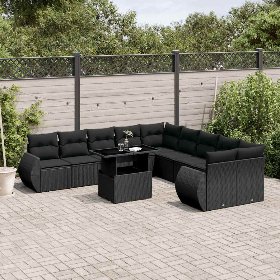 Set Canapele De Grădină Cu Perne, 11 Piese, , Poliratan