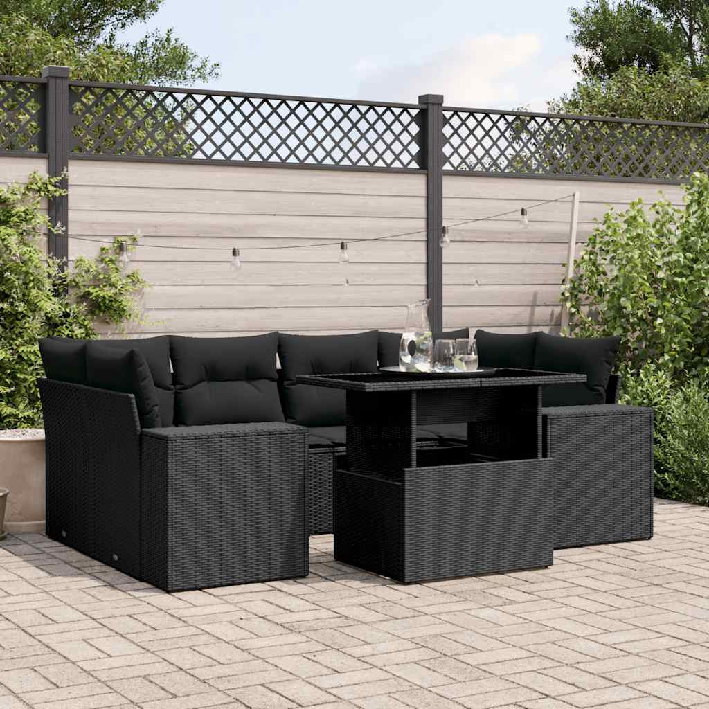 Set Canapele De Grădină Cu Perne, 7 Piese, , Poliratan
