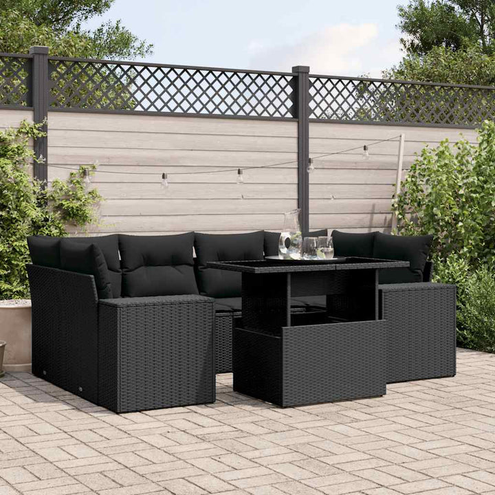 Set Canapele De Grădină Cu Perne, 7 Piese, , Poliratan