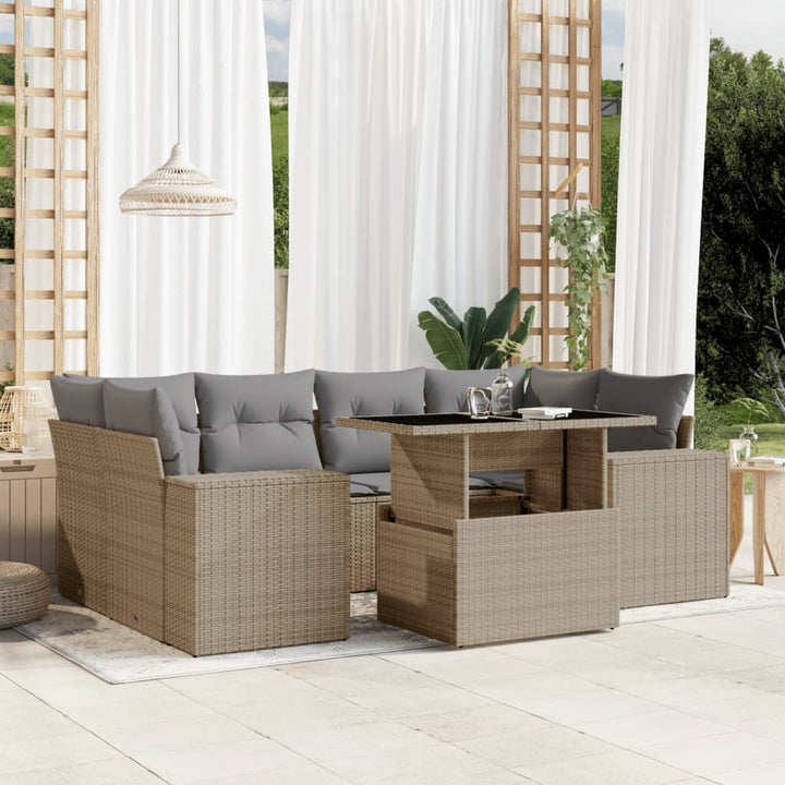 Set Canapele De Grădină Cu Perne, 7 Piese, , Poliratan