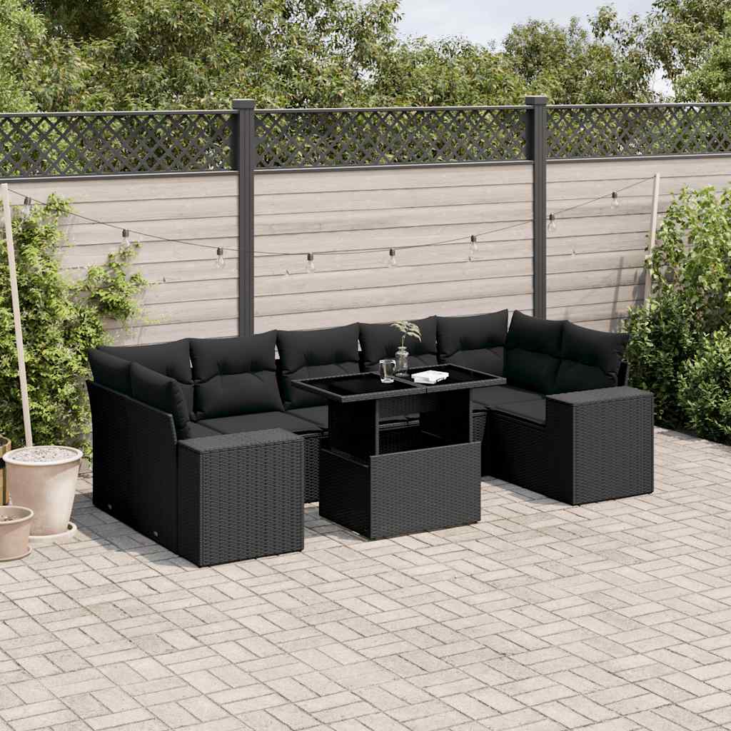 Set Mobilier De Grădină Cu Perne, 8 Piese, , Poliratan