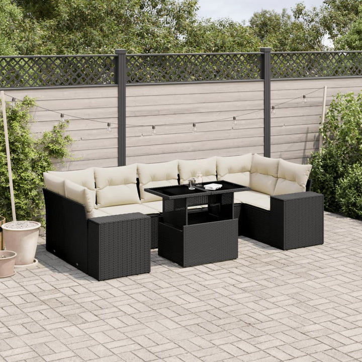 Set Mobilier De Grădină Cu Perne, 8 Piese, , Poliratan
