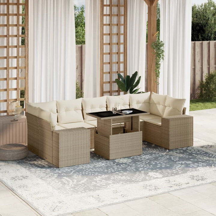 Set Mobilier De Grădină Cu Perne, 8 Piese, , Poliratan