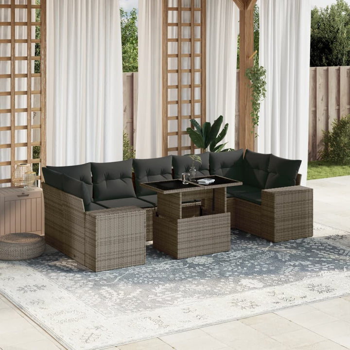 Set Mobilier De Grădină Cu Perne, 8 Piese, , Poliratan