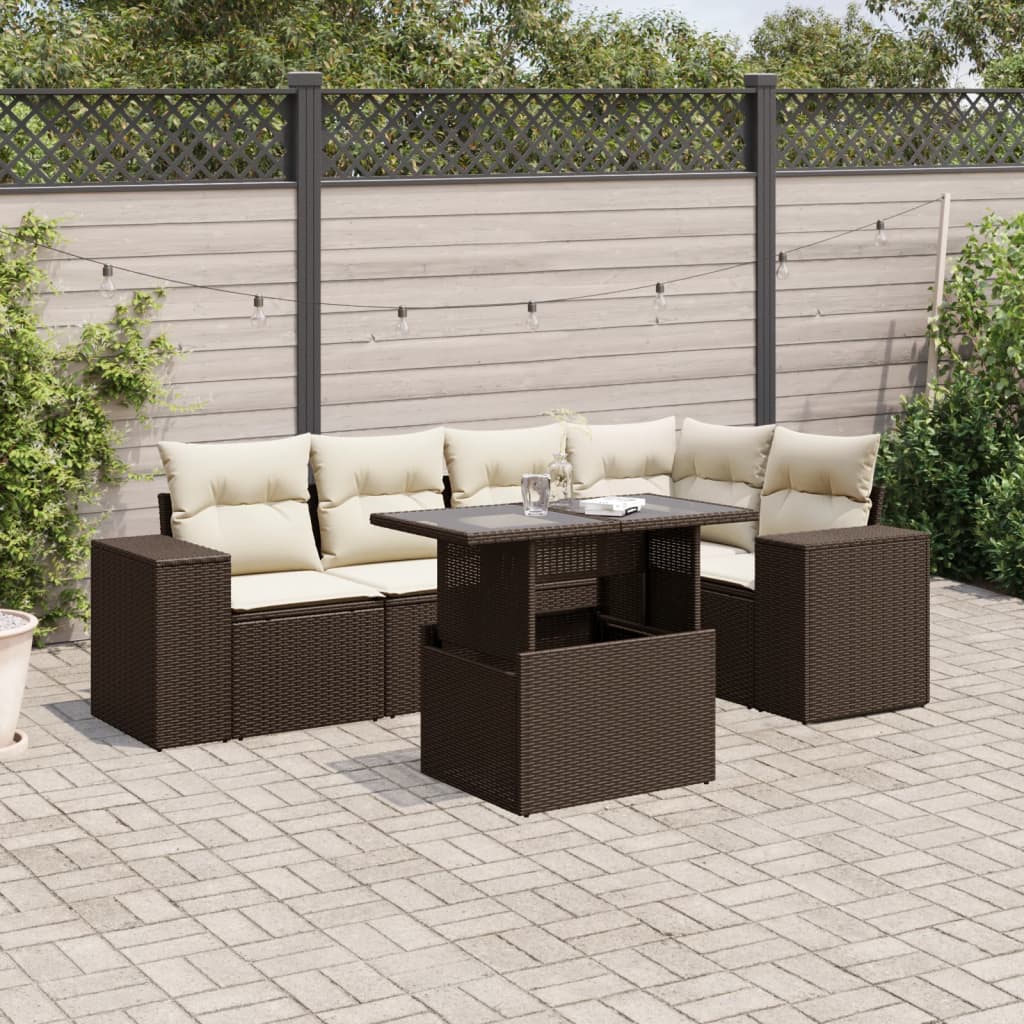 Set Mobilier De Grădină Cu Perne, 6 Piese, Negru, Poliratan