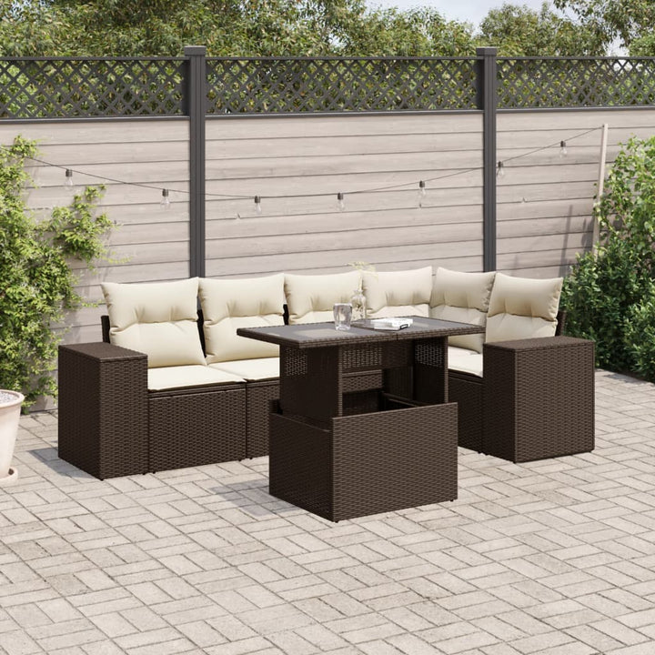 Set Mobilier De Grădină Cu Perne, 6 Piese, Negru, Poliratan