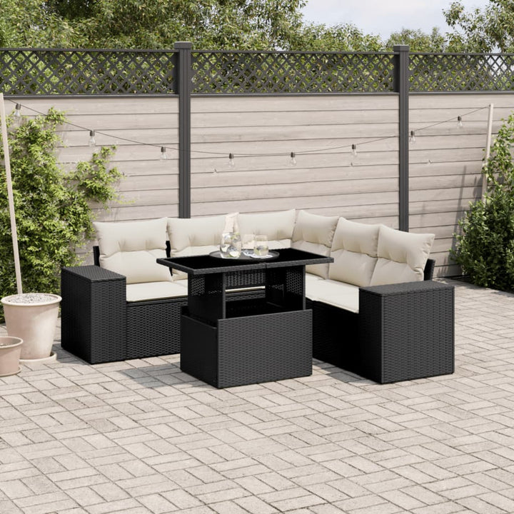 Set Canapele De Grădină Cu Perne, 6 Piese, Bej, Poliratan