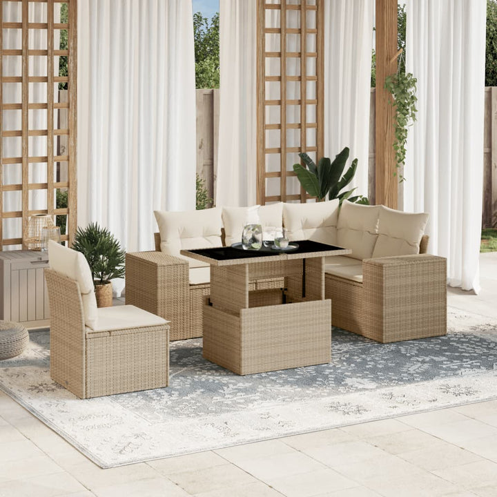 Set Mobilier De Grădină Cu Perne, 6 Piese, Negru, Poliratan