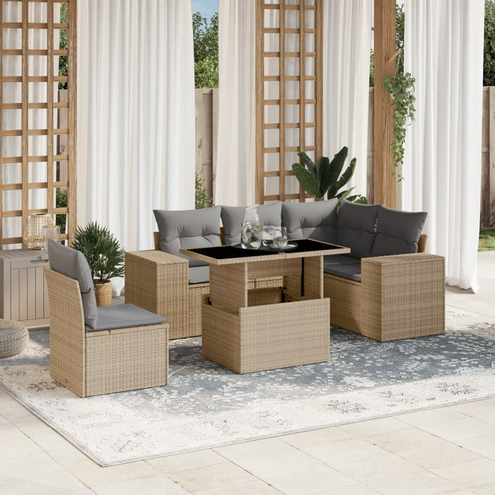 Set Mobilier De Grădină Cu Perne, 6 Piese, Negru, Poliratan