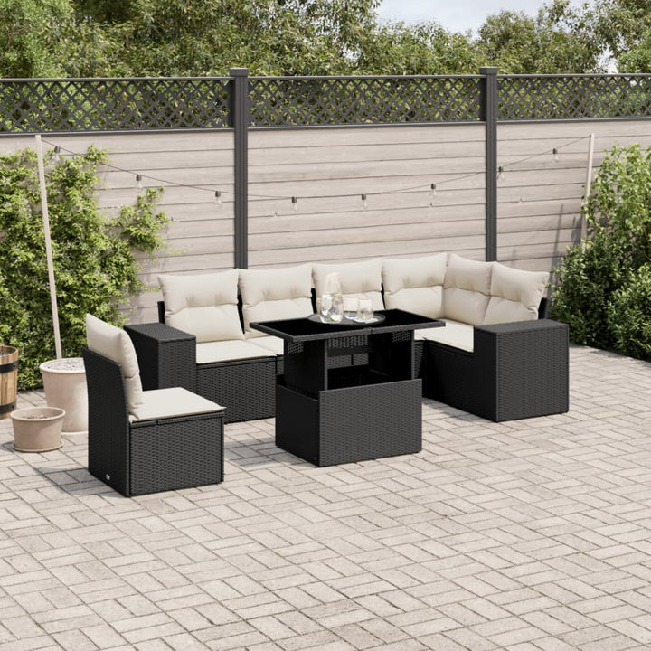 Set Canapele De Grădină, 7 Piese, Cu Perne, , Poliratan