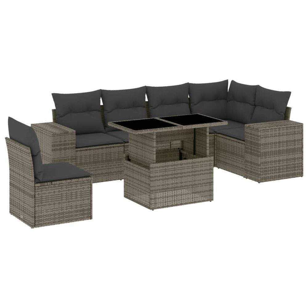 Set Canapele De Grădină, 7 Piese, Cu Perne, , Poliratan