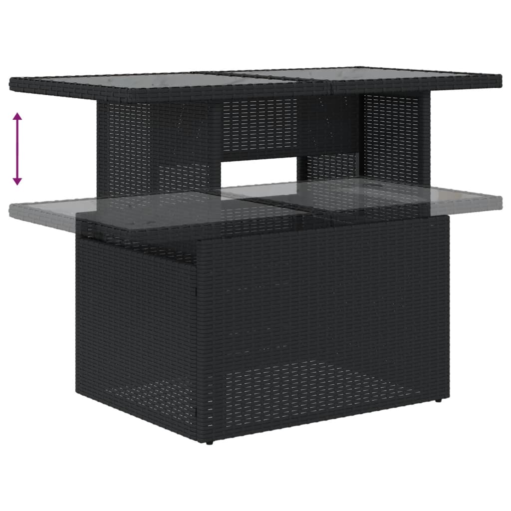 Set Canapele De Grădină Cu Perne, 7 Piese, Negru, Poliratan