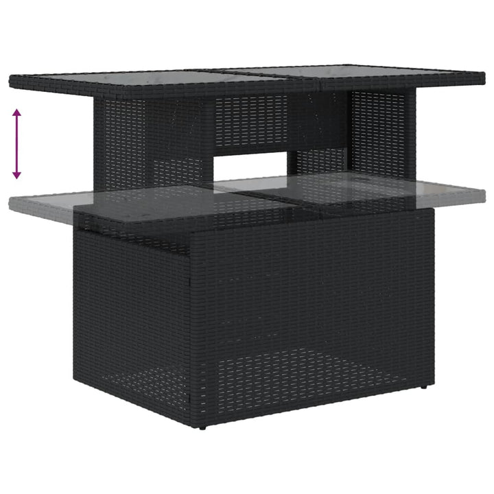 Set Canapele De Grădină Cu Perne, 7 Piese, Negru, Poliratan